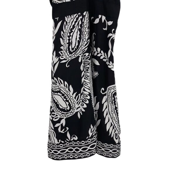 WHBM Strappy Halter Fit & Flare Paisley Print Party Dress Black White Sz M - Picture 6 of 9